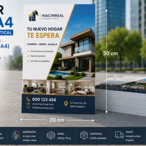 Flyer DINA 4 20x30 cm impresión offset a todo color para carteles publicitarios y evento