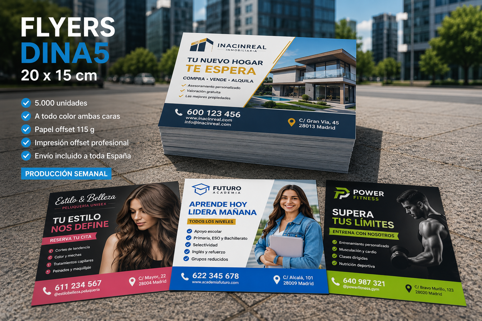 Flyer DINA 5 15x20 cm impresión offset a todo color para carteles publicitarios y evento