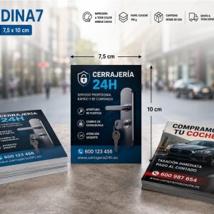 Flyer DINA 7 7,5x10 cm impresión offset a todo color para carteles publicitarios y evento