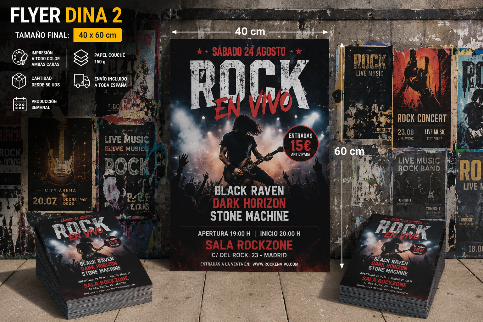 Flyer DINA 2 60x80 cm impresión offset a todo color para carteles publicitarios y evento