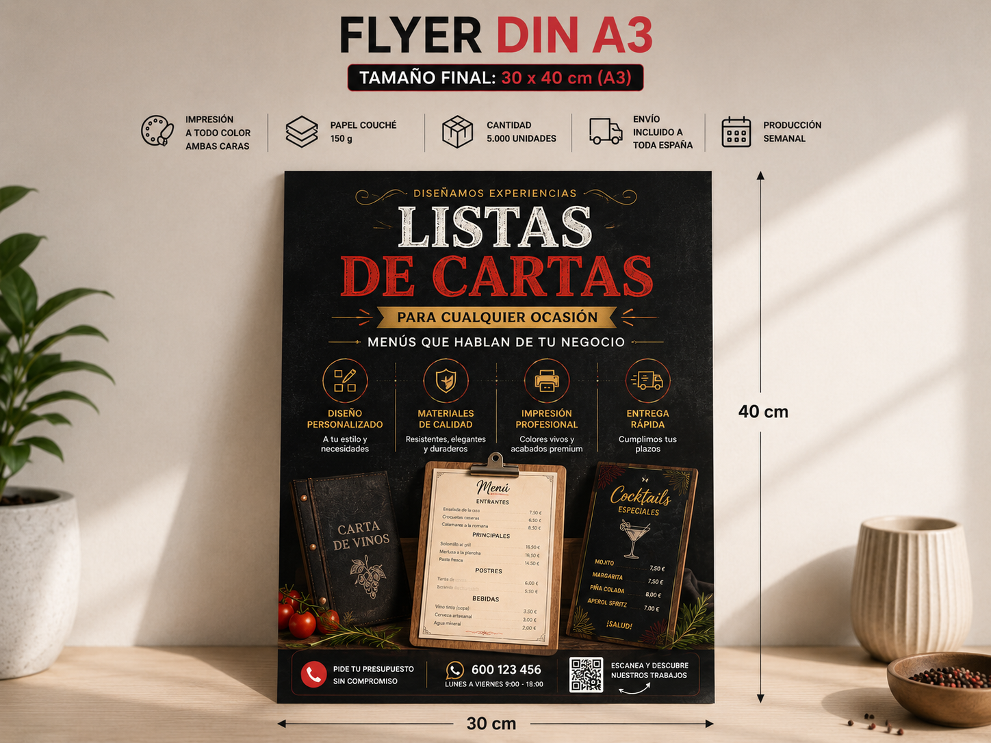 Flyer DINA A3 (30 x 40 cm) – 5.000 unidades a todo color - Imagen 2