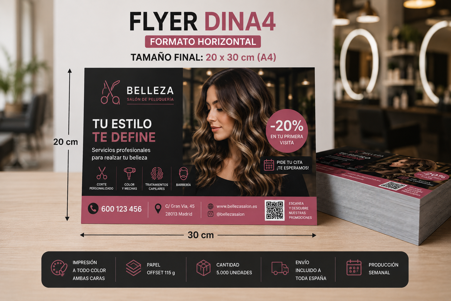 Flyer DINA A4 (20 x 30 cm) – 5.000 unidades a todo color - Imagen 3