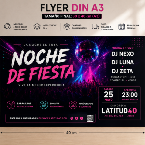 Flyer DINA 3 30x40 cm impresión offset a todo color para carteles publicitarios y evento