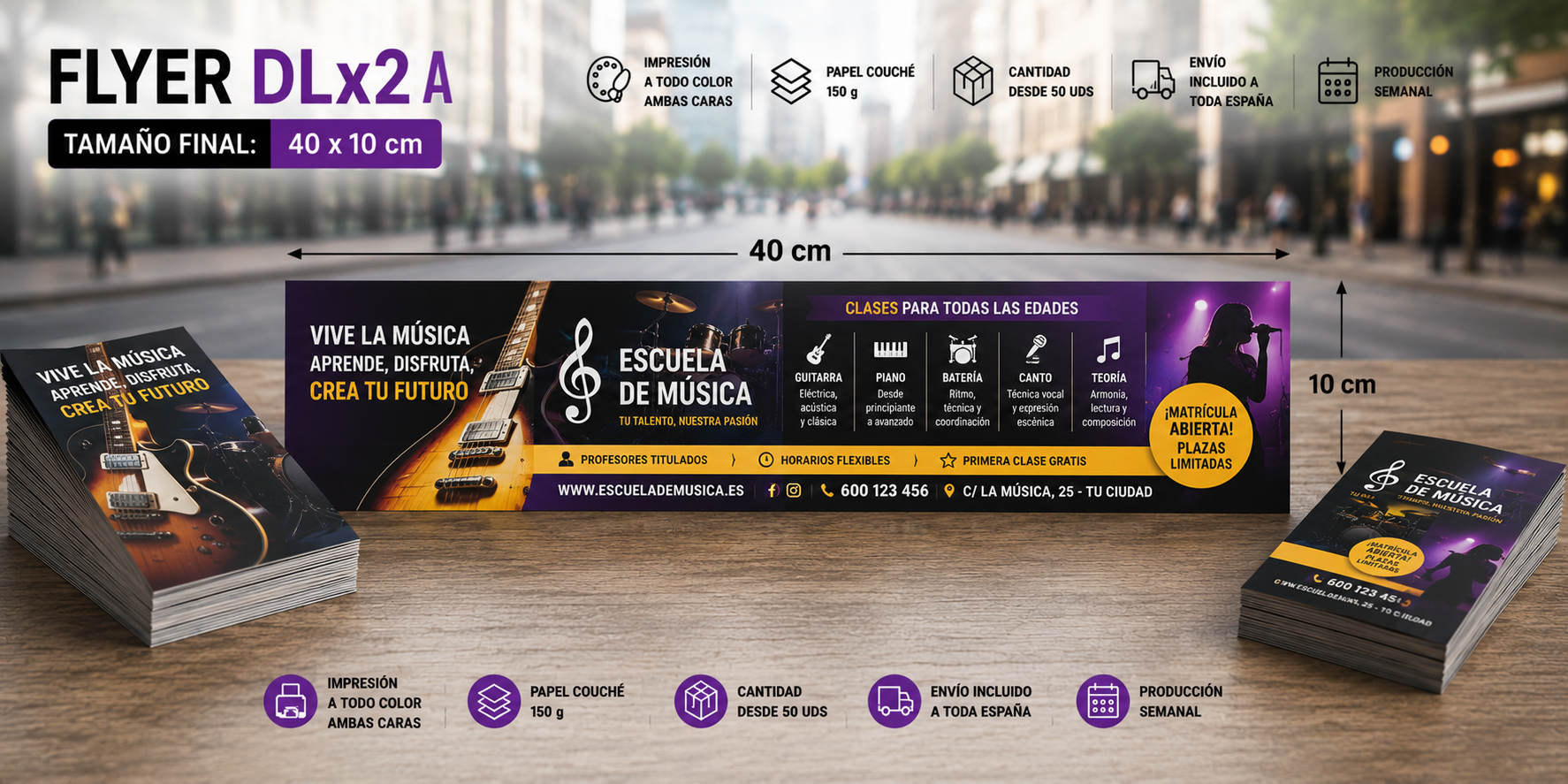 Flyer DINA DLx2A (10 x 40 cm) – 5.000 unidades a todo color - Imagen 2