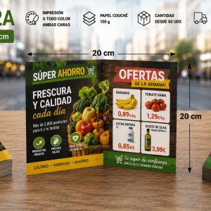 Flyer DINA DLx2B (20 x 20 cm) – 5.000 unidades a todo color