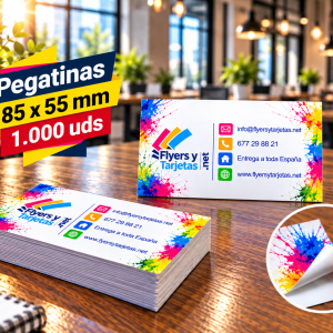 Pegatina publicitaria papel (55x85mm) 1000uds