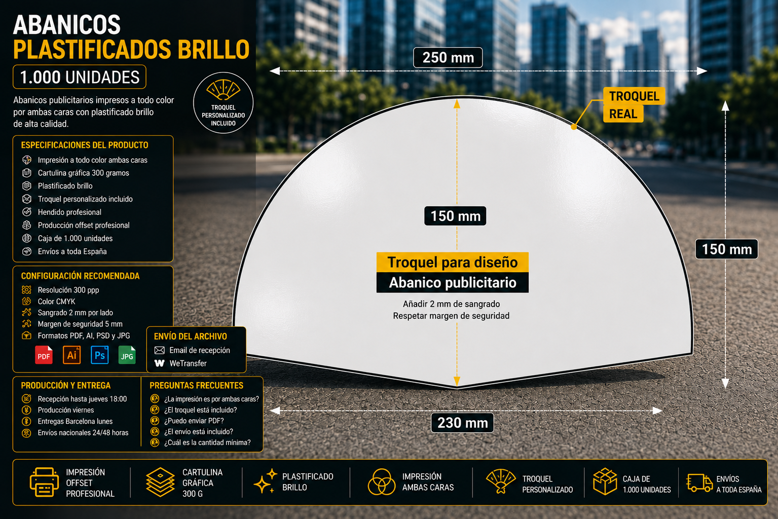 Abanicos plastificado brillo 1000uds - Imagen 2