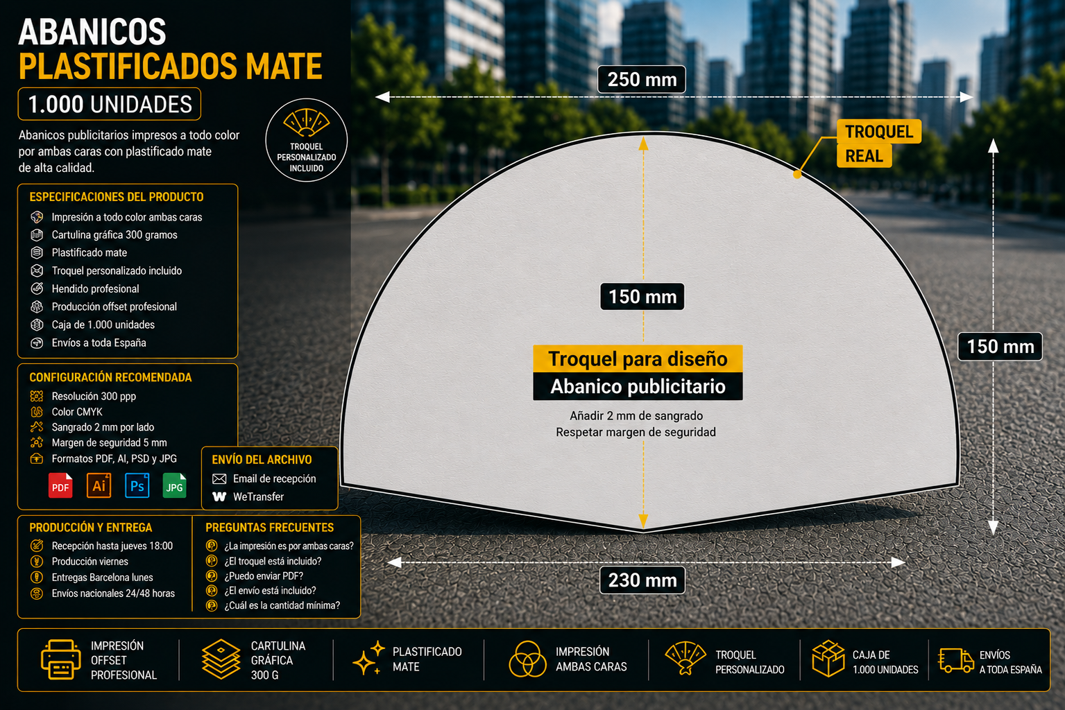 Abanicos plastificado mate 1000uds - Imagen 2