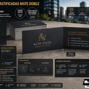Tarjetas plastificadas mate dobles 170x55 mm impresas a todo color