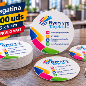Pegatina publicitaria papel 55x55mm redonda 1000uds
