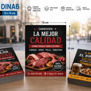 Flyer DINA 6 10x15 cm impresión offset a todo color para carteles publicitarios y evento